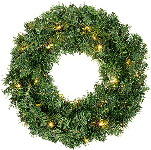 GloBrite Christmas Wreath with 30 LED Lights | Christmas Door Decorations | Christmas Garland Door Wreath, for Window, Wall Decor, Christmas Decorations