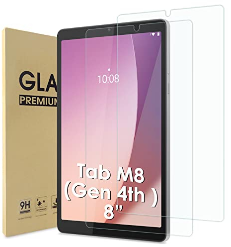 WD&CD 2 Pack Schutzfolie kompatibel mit Lenovo Tab M8 4th Gen 8, 2.5D Tempered glass screen protector, 9H hardness【Anti Scratch】【Bubble Free】