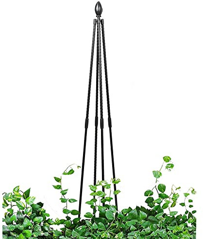 RADAAB Tuteur de Jardin ，Tuteur à tomates ，Support pour Plantes grimpantes Pyramide en métal 90 à 180cm，Treillis pour d'Extérieur, Colonne Rosier, Arche Plante grimpante, Black (Size : 71/180cm H)