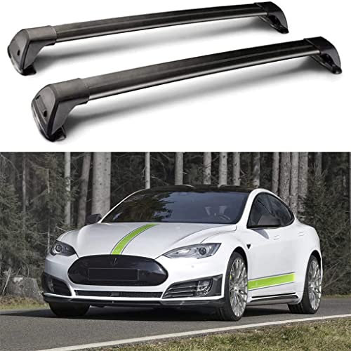 HOWENG Barres Toit Voiture Rail Cross Aluminium,pour Tesla Model S 2016-2020 Rails Support Barre Transversale Automatique Porte-Bagages sur Toit Support Vélo Transport Supérieur