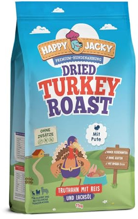 HAPPY JACKY | sensitives Premium-Trockenfutter für kleine Hunde | ohne Gluten | ohne Konservierungsstoffe | Zuckerfrei | speziell für kleine Hunde entwickelt (11kg, Truthahn)
