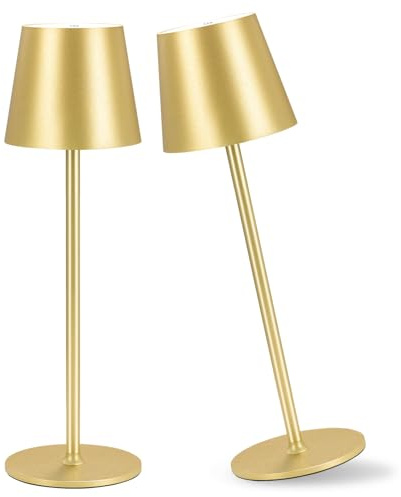 IMQSQIK 2 Pack Cordless Table Lamp, 5000mAh Portable Rechargeable LED Desk Lamp (Gold)