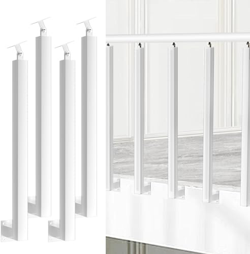 Postes De Balaustre De Escalera Cuadrados: Husillos De Barandilla De Metal Ajustables De 270° Con Base De Soporte Plano Y Kits De Tornillos;Los Postes De Hierro Plateados Son Adecuados Para Terrazas