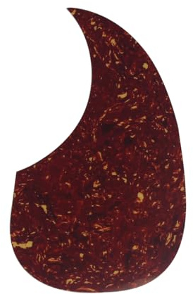 FLEOR Acoustic Guitar Pickguard Comma Shape Self-adhesive Celluloid Material Scratch Plate，Red Tortoise