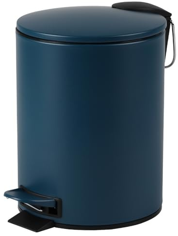 Urban Living 3 litre pedal bin, cosmetic bucket, pedal bin with soft-close mechanism, removable insert with handle, blue