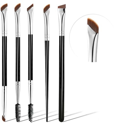 Eyeliner Brush, Fine Angled Eyeliner Brush, Ultra Thin Precision Slanted Flat Eyeliner Makeup Brushes Set for Eye liner Eye brow Eyebrow Brushes, 5 PCS