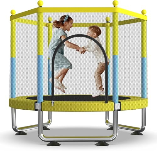 60-Zoll-Trampolin für Kinder ab 3 bis 8 Jahren, für Innen- und Außeneinsatz mit Sicherheitsnetz - Trampolin für Kleinkinder und Babys - Geschenke für Jungen und Mädchen