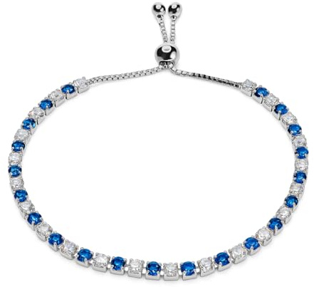 Bracciale Tennis Acciaio con Zirconi 5A da 3mm, Gioiello Elegante per Donna e Uomo, Misura Regolabile, Chiusura Scorrevole, Anallergico, Idea Regalo Raffinata, Qualità Made in Italy (Bianco e Blu)