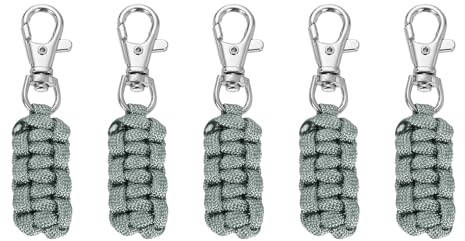 QUARKZMAN 5 Tirettes de Fermeture Éclair, Prolongateur de Fermeture Éclair en Corde Nylon de 3 Pouces, Remplacement de Fermeture Éclair Tissé à Main avec Fermoir Métallique, Gris