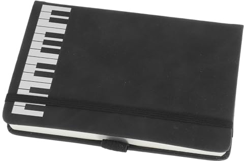 SOIMISS Carnet de Notes A6 Thème Piano Noir, Couverture Pu, Papier Ligné pour Prise de Notes et Journal, Carnet Musical Portable Bureau et Étudiants, Porte-partitions Piano Intégré