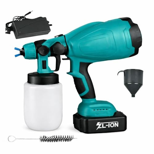 Cecaro Group Pistola a Spruzzo a Batteria 48V con Doppia Batteria, Serbatoio 800ml – Verniciatore Elettrico Senza Filo, 3 Modalità di Spruzzo Regolabili