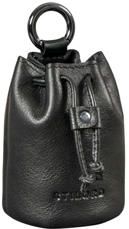 STILORD Thilo Sacchetto Pelle Piccolo con Moschettone – Portamonete Uomo, Borsellino, Portaoggetti per Monete, Dadi, Outdoor, Pouch Vintage con Scatola Regalo Colore:nero