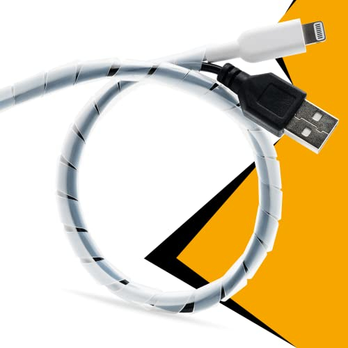 FLEXOWIRE Gaine Spirale pour Cable Electrique 6-60 mm x 10m – Cable Management qualité Premium – Goulotte Passe Cable, Gaine tressée, Cable Protection, Gaine Electrique Tresse, Passe Cable Bureau