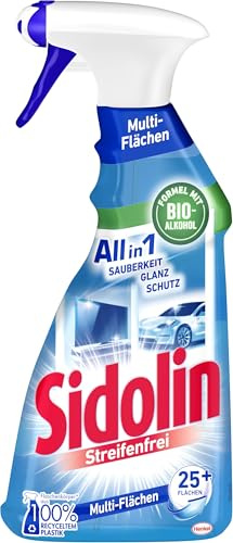 Sidolin Multi-Oberflächenreiniger, Sprühflasche, für streifenfreien Glanz auf über 25 Oberflächen mit Flüssigglas-Technologie, 500 ml (1er-Pack)(Verpackung kann abweichen)