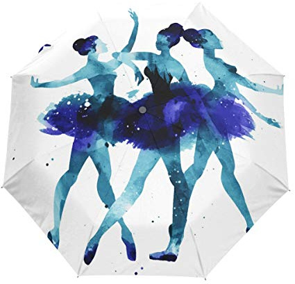 RXYY - Ombrello pieghevole da ballerina con apertura automatica, per donne, uomini, ragazzi, ragazze, antivento, compatto, da viaggio, leggero