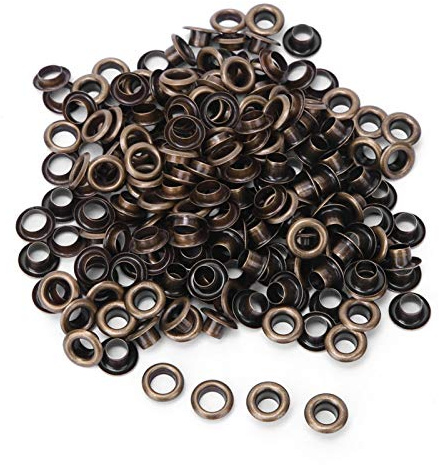 100 pièces Kit œillets œillets en laiton métal œillets avec rondelle chaussures vêtements toile cuir bricolage projets diamètre intérieur 4mm(Bronze)