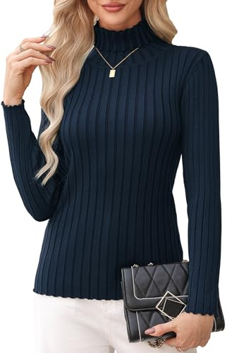 Aottori Jumpers for Women Turtle Neck Tops Knitted Long Sleeve Winter Tunic | Jumper, Solid, Warm, Pullover, Comfortable Feel, Ribbed Texture, Neat Silhouette, Versatile Styling, Travel Wear