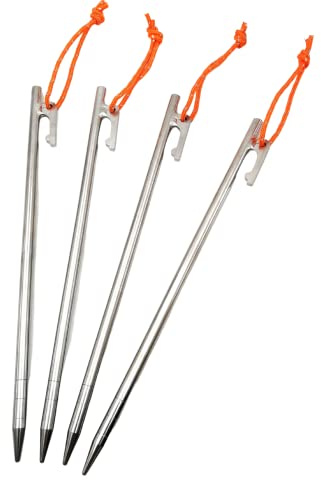 RISON Titan tältpinnar virkad camping tält spikar lätt titan tält spikar snö gräsmark tunga tältspikar för utomhus camping och trädgårdsinsatser (4, 8 × 250 mm)