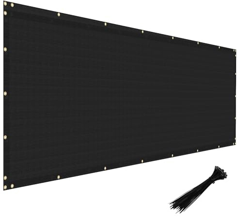Windscreen4less 4' x 20' Privacy Fence Screen Heavy Duty Windscreen Fencing Cover Windblock Mesh Fabric Shade Cloth with Brass Grommtes for Garden Yard Pool Deck Carport Construction, Black