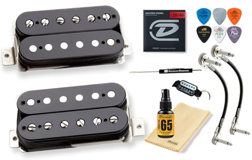 Seymour Duncan APH-2 Alnico II Pro Slash Humbucker Tonabnehmer-Set mit Tonebird MXR Patchkabel, Dunlop-Pflegeset, 11104-08 (schwarz)