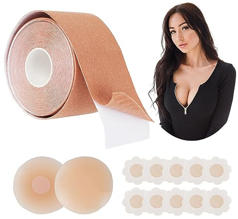 SOSHIEE Cinta de Pecho Sujetador Adhesivo,Push Up Breast Tape Boob Tape Cinta para Levantar el Busto Silicona Invisibles Reutilizables Cinta para Levantar el Busto para Mujeres Vestidos de Noche