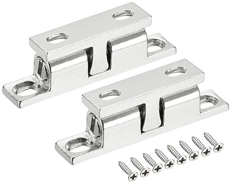 QUARKZMAN 2uds 1,69 Doble Bola Tensión Rodillo Cierre Zinc Aleación Tensión Pestillo para Gabinete Armario Muebles Puerta, Plata
