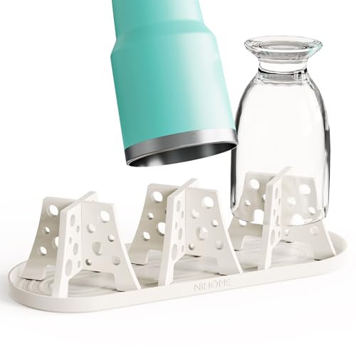 NiHome Silikon Flaschenhalter, 3er Set Flaschen Abtropfständer, Flaschen Trockenständer für Stanley Cups, Owala Sportflaschen, Babyflaschen, Thermoskannen und Weingläser (Weiß)