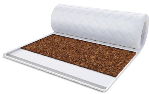 FDM Topper Koko - Colchón de Espuma fría (80 x 200 cm, Fibra de Coco, dureza H4, Altura Aprox. 4 cm, Apto para alérgicos), Color Blanco