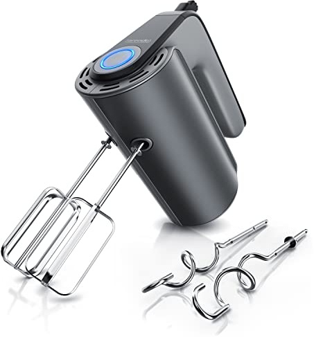 Arendo Elektrischer Handmixer 350W Mixer zum Backen – Handrührer mit 2 Rührquirlen und 2 Knethaken aus Edelstahl - Handrührgerät mit 5 Geschwindigkeiten + Turbotaste