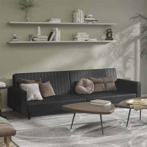CIADAZ Bäddsoffa, 2-sitsig svart konstläder, loungesoffa, soffor och soffor, relaxsoffa, soffa för vardagsrum – 375951