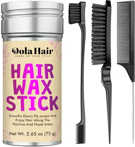Dolahair Hair Wax Stick - Flyaway Control and Styling Pomade for Kids, Women, and Men - Accessorie Slick Back Hair Brush Kit Hair Bun Maker (Pack of 4)