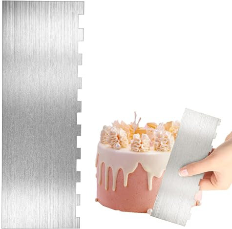 Exbrith Espatula Reposteria Rascador de Metal, 22 x 7,7 cm, Peine para Decoración de Tartas, Herramientas de Cocina para Hornear, para Decoración de Pasteles Pasteleria