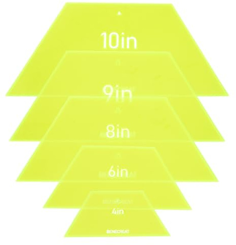 BENECREAT Half Hexagon Quilting Template, Acrylic Quilting Ruler Allowance Templates Ruler for DIY Hand Patchwork, Machine Quilting, Sewing Needlework Craft, Green