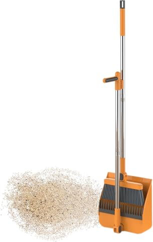 Juego de escoba y recogedor, escoba de pie y recogedor, para hogar, patio, garaje, vestíbulo