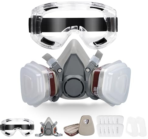 SURFOU Atemschutzmaske Gase Dämpfe Staub, Gasmaske mit Filter Maske Atemschutz Für Lackierer, Asbest Schutzmaske Wiederverwendbar Staubmaske Holzstaub Atemschutz Feinstaub Staubschutzmaske