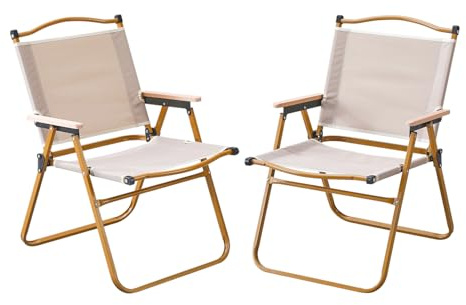 BOOSDEN Campingstol, vikbar, campingstol 2, lastbar upp till 150 kg, campingstol vikbar med trähandtag, fällstol, camping för camping, vandring, svans, picknick, strand och sport