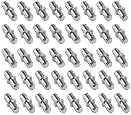 Bodenträger Duplo 5 mm mit Ring, 15 mm x 5 mm Regalbodenträger Regalstifte | 40 Stück Rostfrei, Regalbodenträger, Fachträger für Einlegeboden, Bretthalter für Schränke