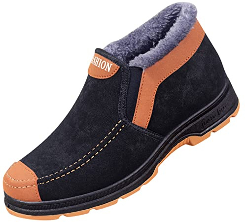 vejtmcc Scarpe ortopediche da uomo, impermeabili, sportive, a piedi nudi, invernali, con piedi larghi, termiche, antiscivolo, imbottite, scarpe da lavoro, Nero , 44 EU