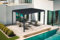 Cazeboo Pergola bioclimatique motorisée 4x3m Santa, Gris, Lames orientables Acier, Pergola 3x4m autoportante, 395x305x220 cm