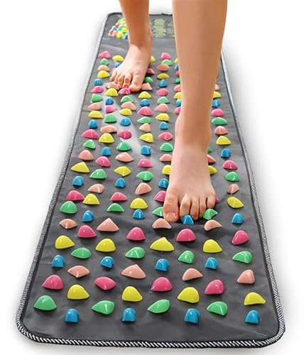 Retoo Fußmassagematte Fußreflexzonenmatte Fußmassage Stein Akupressurmatte Reflexzonen-Matte Kieselstein Imitaten für Akkupressur Akupressurmassage Stressabbau Fußprobleme Fersensporn Schwarz