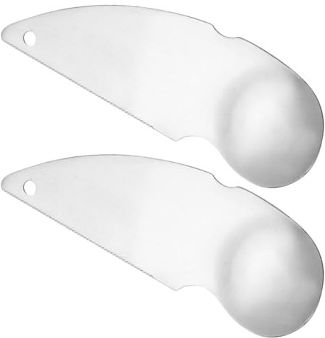 BESTYASH 2 Cucharas Cortadoras de Kiwi Herramientas Prácticas para Excavar Frutas en Cocina de Acero Inoxidable Ligeras Cuchilla Dentada Pack de 2 Piezas Plata