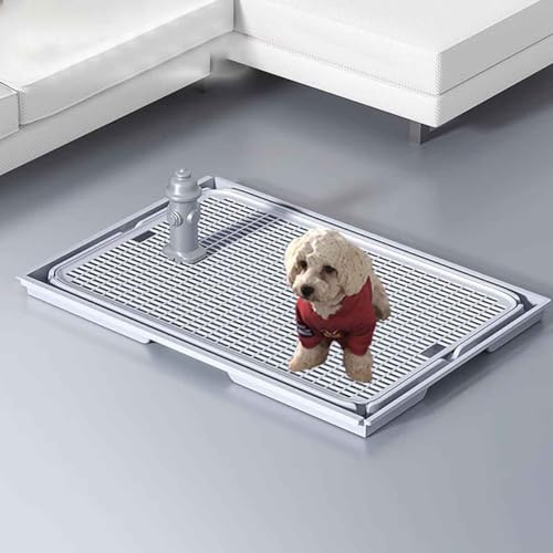 Lettiera per Cani con Guida, Porta Traversine Cani Anti-Schizzi, Toilette per Cani a Tenuta Stagna per Interni(Gray)