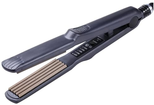 Hair Crimpers for Women, Crimpers Hairs with 4 Heat Setting, Volumizing Crimping Iron for Fluffy Style Perm Waves, Ceramic Coated Hair Waver Rapid Heating for All Hair Types Women Girls (Black)