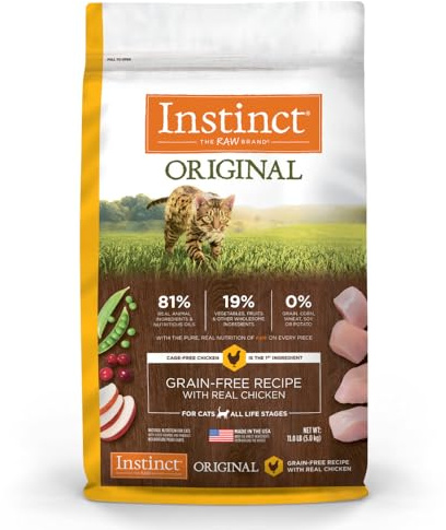 Instinct Original Dry Cat Food, Raw Coated Kibble, High Protein, Grain Free Recipe - Real Chicken, 11 lb. Bag