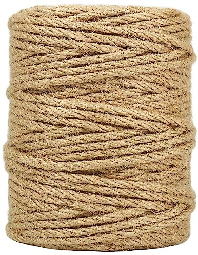 Tenn Well Jute Twine, 164 Feet 4mm Natural Garden Twine Rope for Crafts, Gardening, Plant Support, Gift Wrapping, Recycling, Christmas Ornaments, Holiday Decor