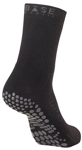 Base 33 Crew Grip Socks for Men, Black, Large