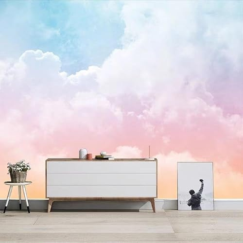 Pink Wallpaper red Girl Pink Wallpaper Sky Cloud Fitness Dance Room Beauty Nail Shop Children's roomWallpaper 3D Wall Mural Paste border350cm×256cm
