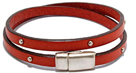 Pulsera con cuero de tachuelas hecha a mano por IntendenciaJewels - Pulsera dos vueltas - Pulsera de cuero - Pulsera de mujer - Pulsera con tachuelas