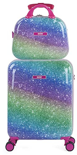 SKPAT - Maleta Cabina Infantil con Ruedas Giratorias. Maleta Infantil de Viaje Ligera para Niños, Equipaje de Mano, Compatible Ryanair. con Neceser Candado de Combinacion TSA, Fucsia