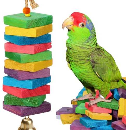 HEALLILY 100 Piezas Astillas De Madera De Bricolaje Loro Juguetes Piezas De Juguete De Aves Loro Bloques De Madera Juguete para Masticar Loro Juguetes Loros para Comida Mascota Molar